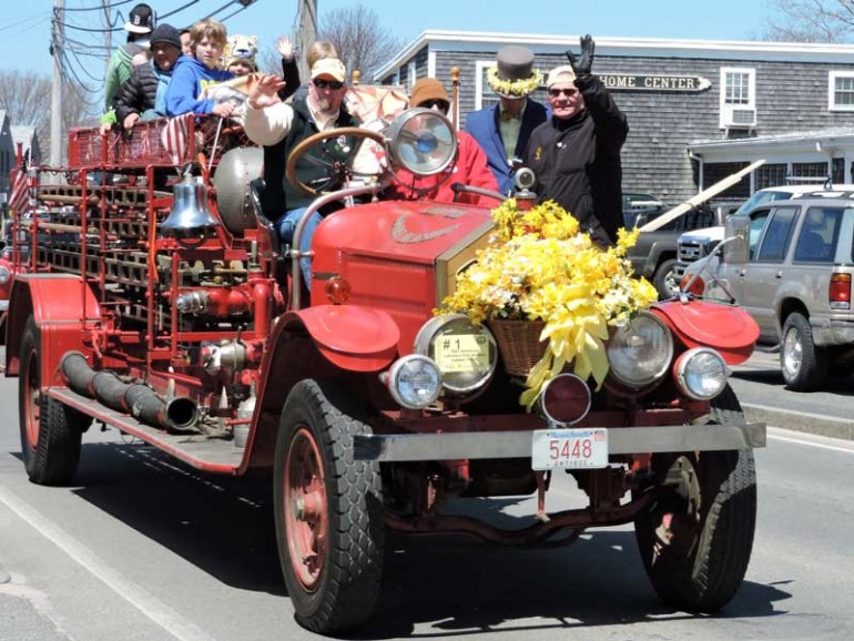 Fire truck in the 2015 Nantucket Daffodil Car Parade